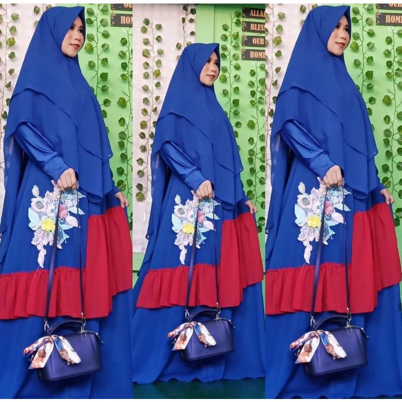 Gamis syari ceruti jumbo muat sampai ld 140 xxxxl 5L