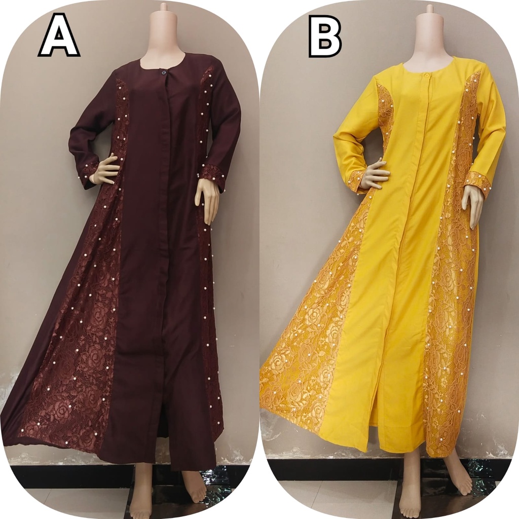 Gamis Polos Kombinasi Brukat size standart