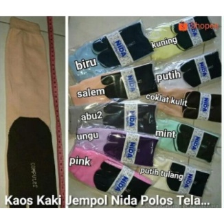 Kaos Kaki Nida Panjang Muslimah Telapak Hitam Jempol Polos Murah Malang-5