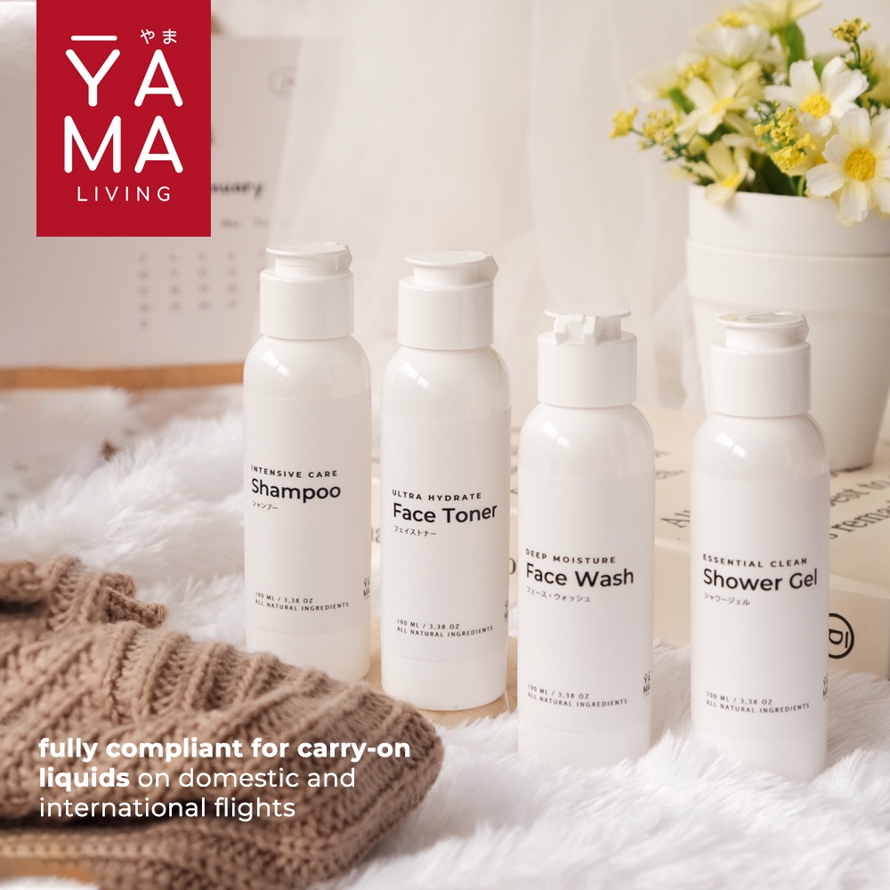 YAMA AKANE Refillable Travel Bottle Botol Sabun Shampoo Flight Toiletries Kit Kosmetik Putih Hitam