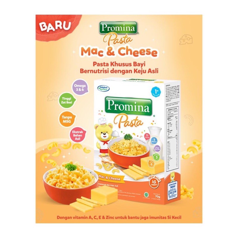 BARU! Promina Pasta Mac and Cheese 12+ MPASI BAYI 70gr