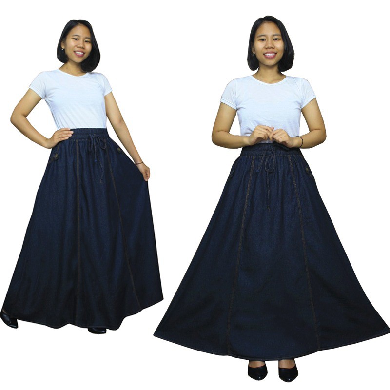 SB Collection Rok Payung Rokima Panjang Jeans Wanita