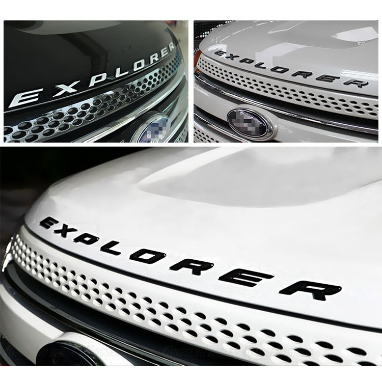 Sticker Emblem Tulisan Warna Hitam/Silver/Chrome untuk Kap Mesin Ford Explorer 2011-2018