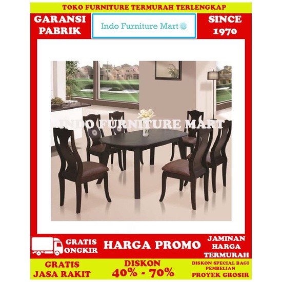 Meja Makan Minimalis Furnilux Monalisa Oval 6 Kursi