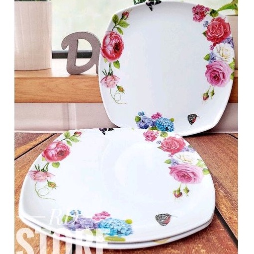 PROMO 3.PCS PIRING KOTAK PESEGI MOTIF ROSE MELAMINE