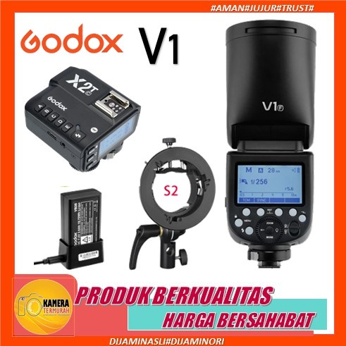 Paket Flash Godox V1 V1S HSS Sony Trigger X2T Godox S3 Bowens Mount