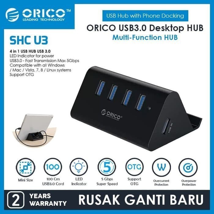USB HUB ORICO SHC U3-4 Port USB 3.0 HUB with Phone &amp; Tablet DOCKING