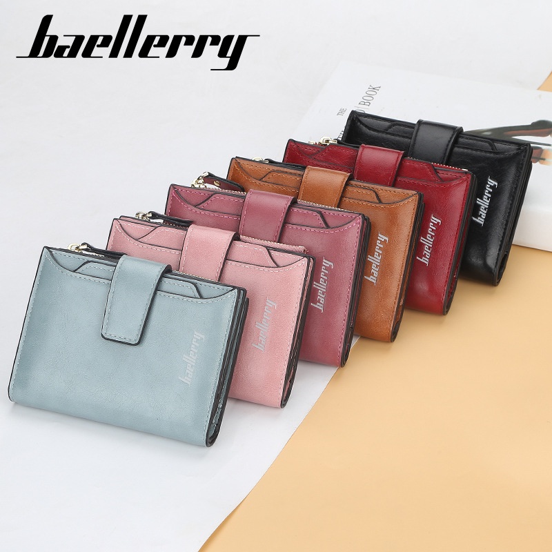 [BISA COD] Dompet Wanita Dompet Lipat Kulit Baellerry Pria dan Wanita Bahan Kulit Original N2349