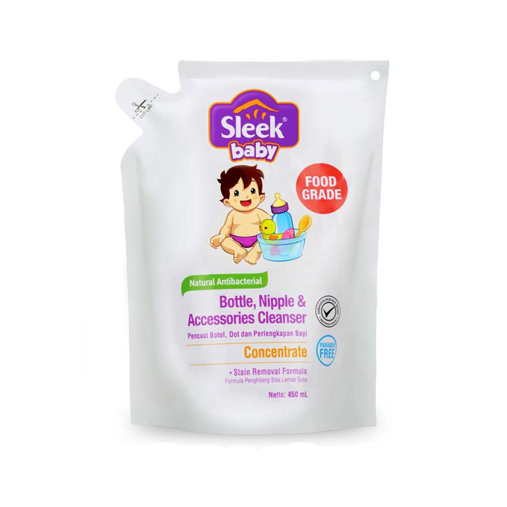 Sleek Baby Bottle Nipple Cleanser 450ml - Sabun Cuci Botol Bayi