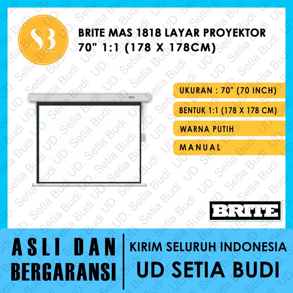 Layar Proyektor Manual BRITE 70 inch 1-1 MAS-1818 Screen Projector