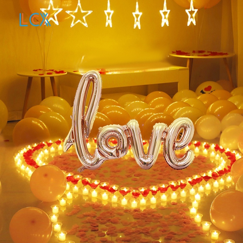 LCX Balon Pesta / Balon Letter Love Latin Mini Tulisan Love Leter / Balon Foil Love Sambung Mini Leter