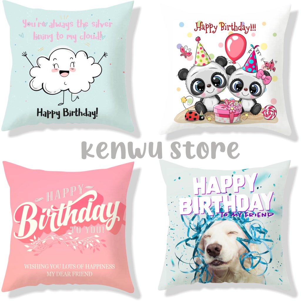 Bantal Ultah 30x30 cm Part 1 #HB 001-010 / Bantal Ulang tahun / Birthday / Kado Ultah / Birthday Gift / Kado Ultah / Souvenir Bantal / Bantal Ulang Tahun