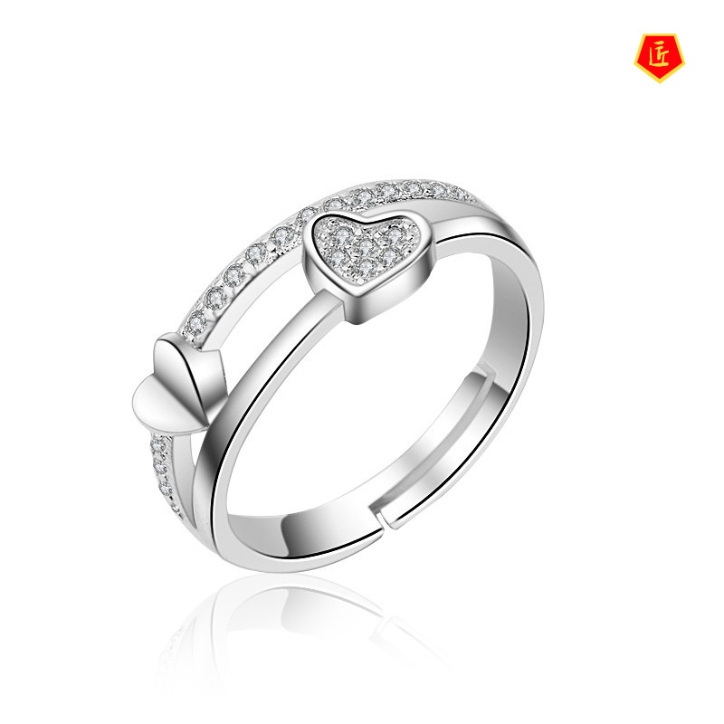 [Ready Stock]Minimalist Creative Heart-Shaped Diamond Ring