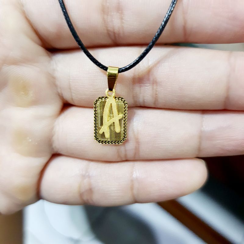KALUNG LIONTIN EMAS ASLI 999.9 ANTAM HARTADINATA 99.99% HURUF A ALPHABET ALFABET 24K 24 KARAT PERHIA