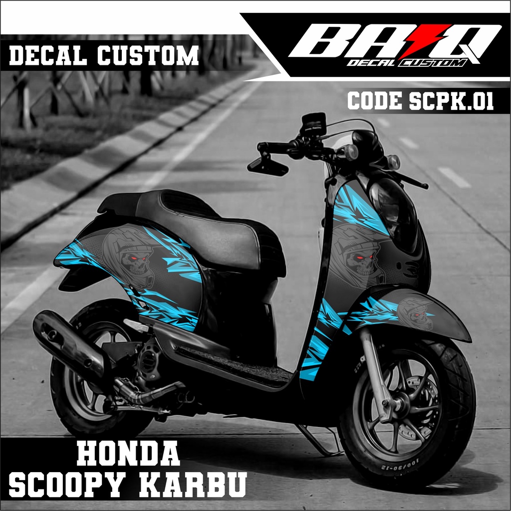 DECAL SCOOPY KARBU - DECAL SCOOPY KARBU VARIASI SKULL KODE SCPK.01