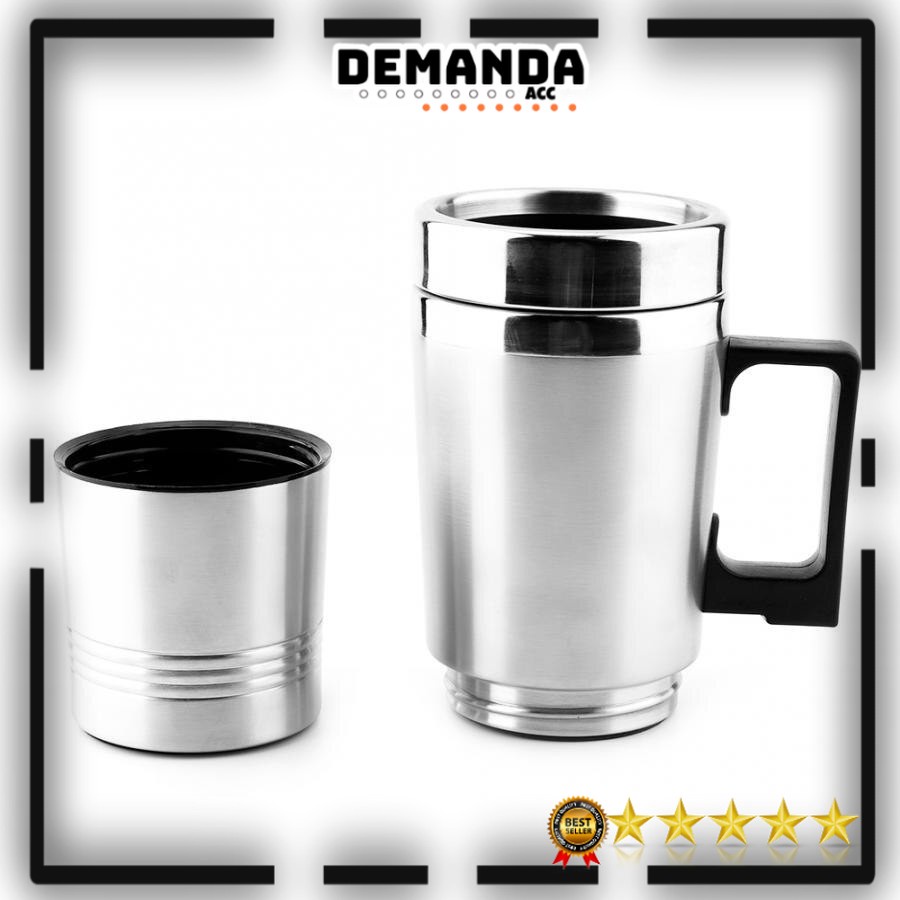 Gelas Pemanas Air kopi teh stainless steel Mobil Car Heating Cup Mug 12V ASLI thermos high Gelas Insulasi Car Kettle Stainless Steel dengan Pemanas