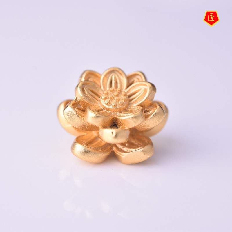 [Ready Stock]3D Golden Lotus Lucky Beads Bracelet Decorations