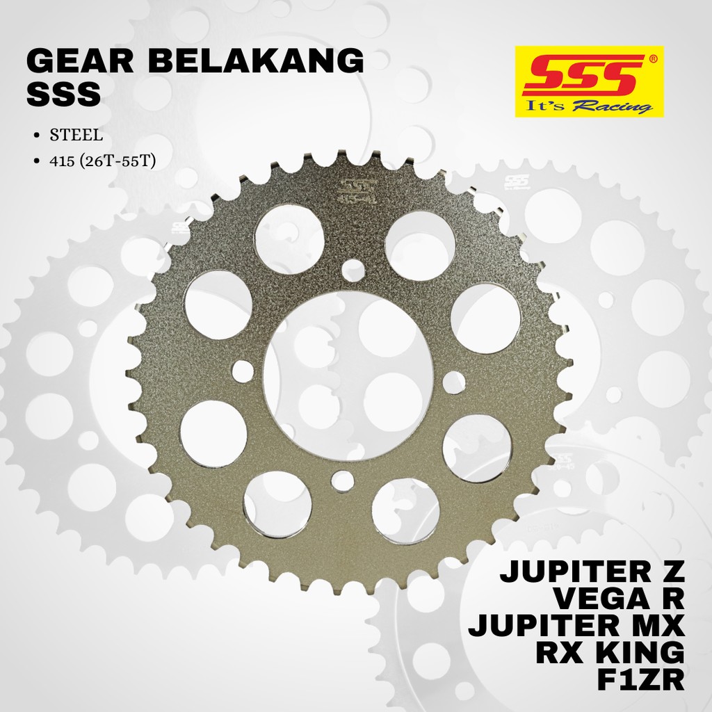 Gear gir Jupiter z vega r rxking rxz mx f1 sss 415 26 27 28 29 30 31 32 33 34 35 36 37 38 39 40 41 42 43 44 45 46 47 48 49 50 51 52 53 54 55 STEEL SILVER