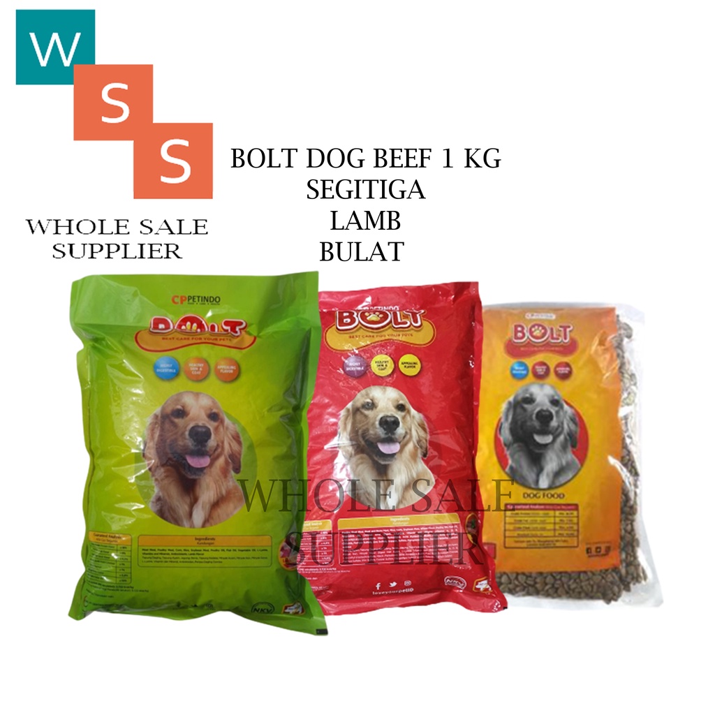 MAKANAN ANJING BOLT DOG BEEF DAN LAMB 1 KG