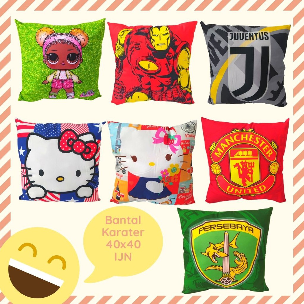 New Varian Bantal Karakter Club Bola | Uk 40x40 cm