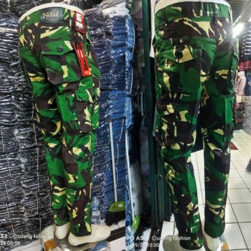 Celana panjang cargo loreng army