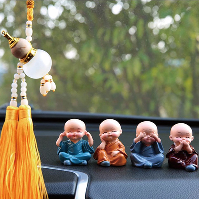 [ Car decoration four not small monk Ornament][ personality creative resin spring cartoon Decorations  ]