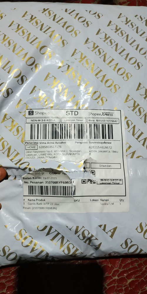 Gamis Batik Wtp 22 Lilac