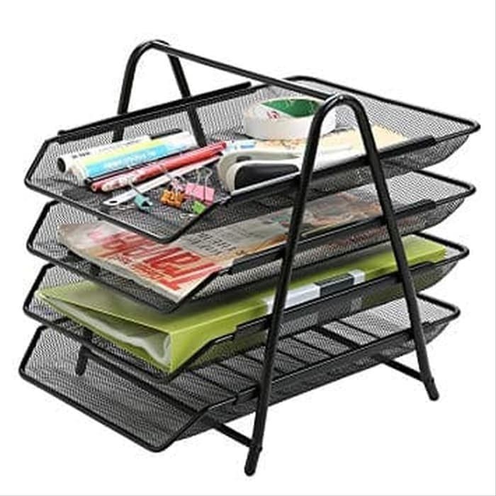 

READY DOCUMENT TRAY | RAK DOKUMEN BESI SUSUN 4 HITAM - VTEC PROMO