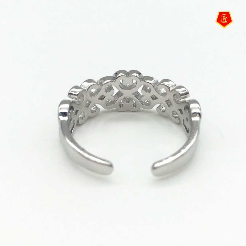 [Ready Stock]Creative Simple Silver New Hollow Heart-Shaped Ring