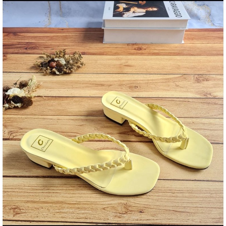 ABBUSHOES YF 16 hak tahu jepit kepang wanita 3cm