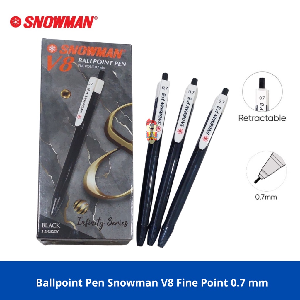

Ballpoint / Pulpen / Bolpen Pen SNOWMAN V8 0.7mm Hitam / black