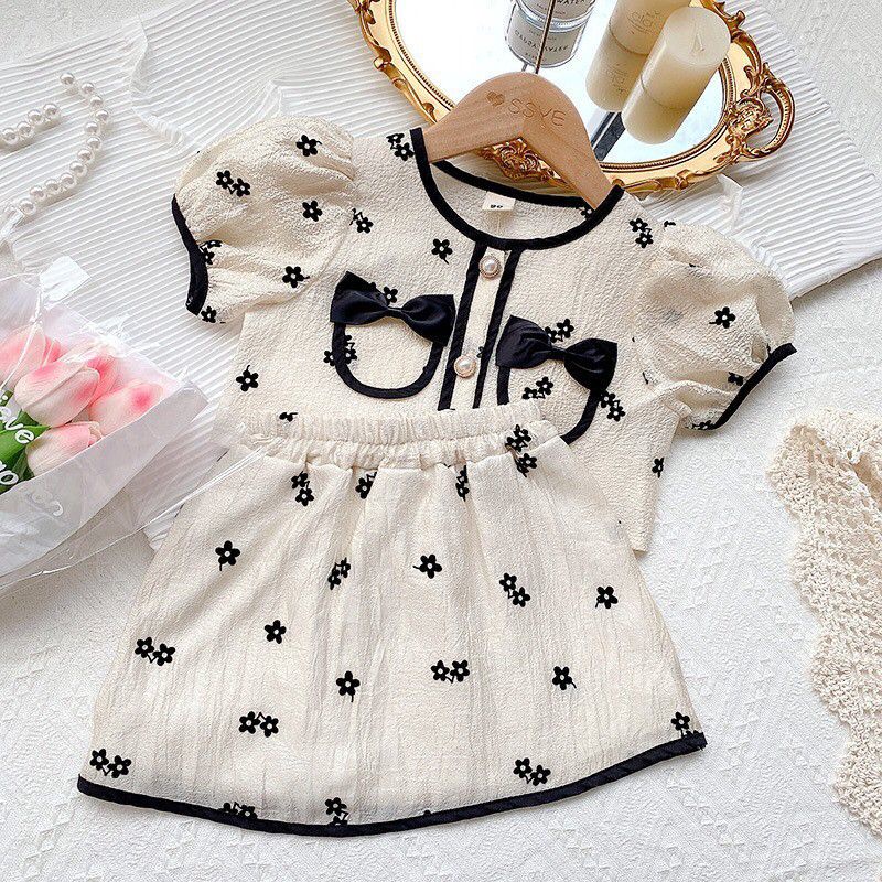 (LOLI-JKT) BS-269 STELAN ANAK CEWEK PITA POCKED BUNGA + ROK SIZE 100-140