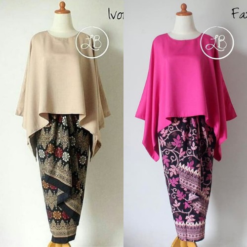 Setelan Kebaya Modern JUMBO Set Kebaya Wisuda Batwing Ivory Dan Lainnya