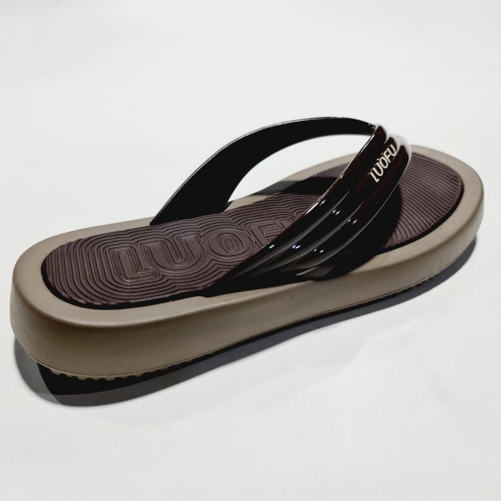 LUOFU ORIGINAL jelly sandal karet empuk murah jepit wanita import sendal cewek E7194A01S