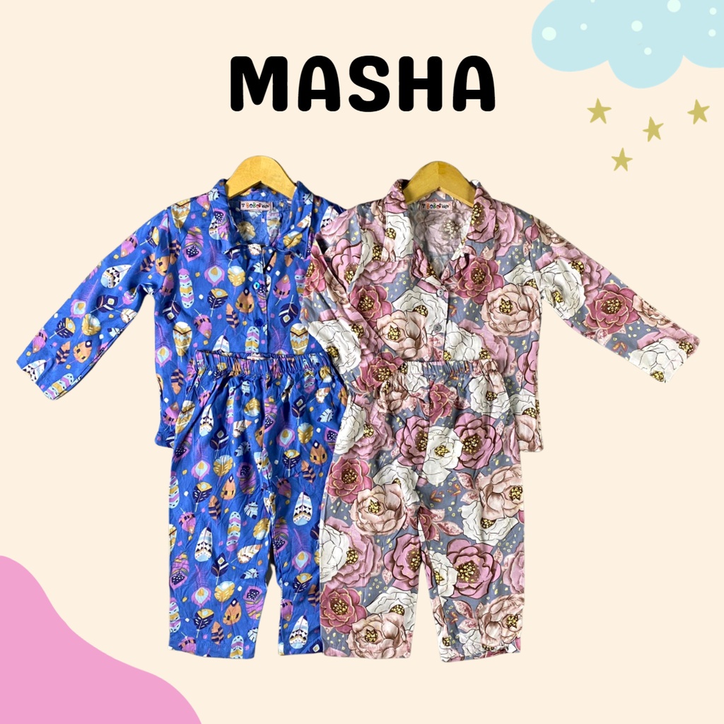 1-4TH PIYAMA ANAK PEREMPUAN MASHA SETELAN ANAK PEREMPUAN ONE SET ANAK RAYON by BOBO KIDS