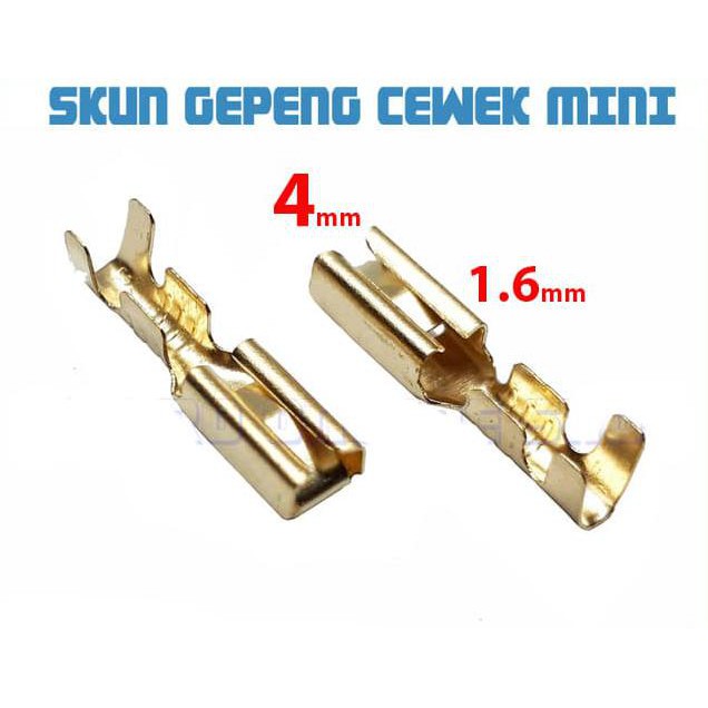 Skun Gepeng 4mm Cewek Female Kecil / Soket / Skun Motor / Skun kabel