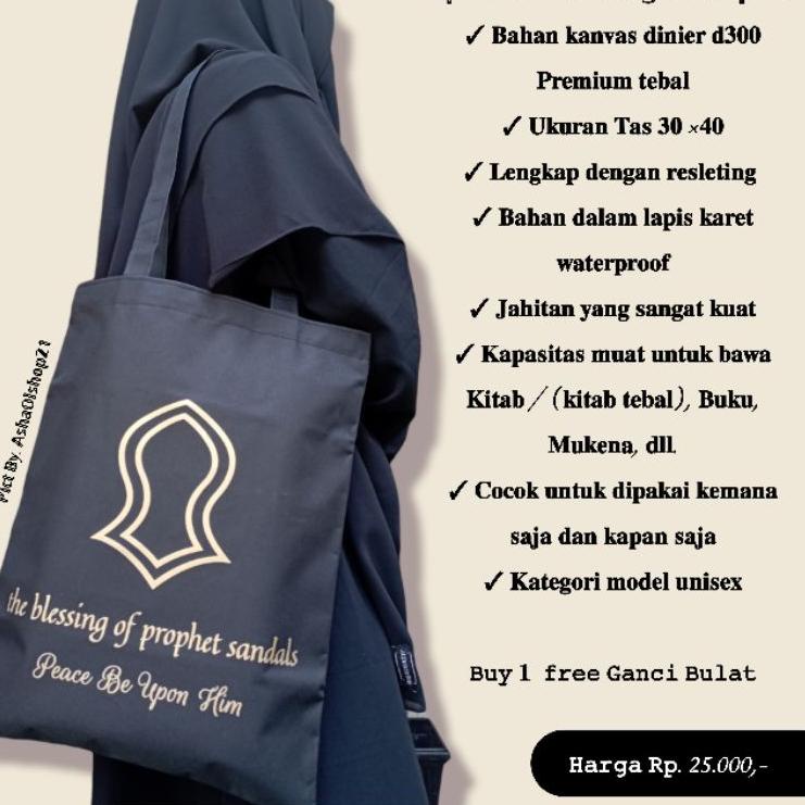 Terlaris Totebag kanvas terompah gold Bonus Ganci