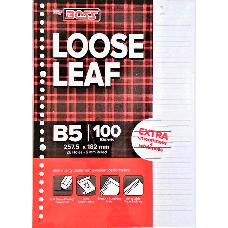 

Loose Leaf B5 (26 Holes) isi 100 Lembar