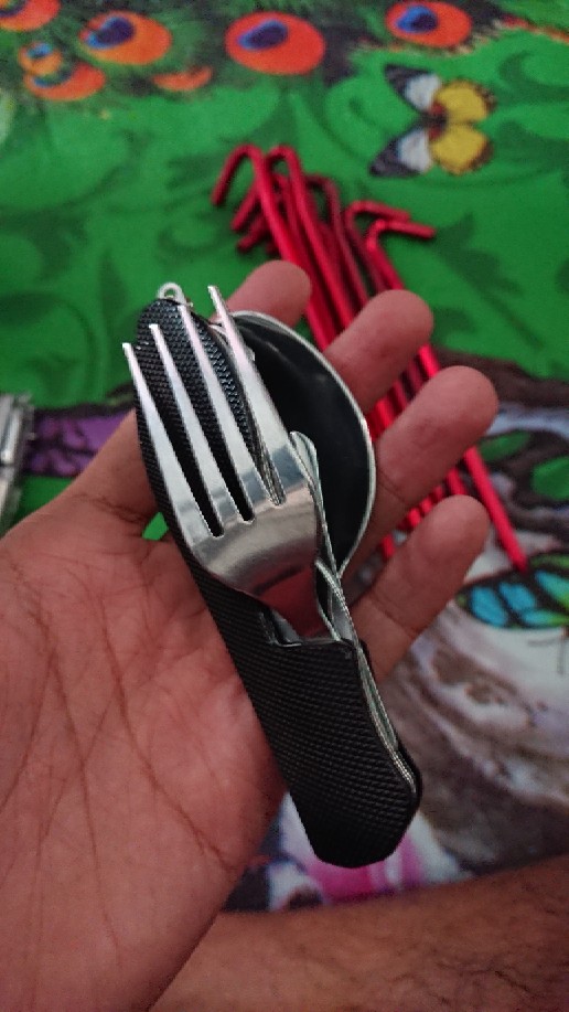 Sendok Garpu Pisau Dapur Army Tools Pocket Knife Edc 4 In 1 A011