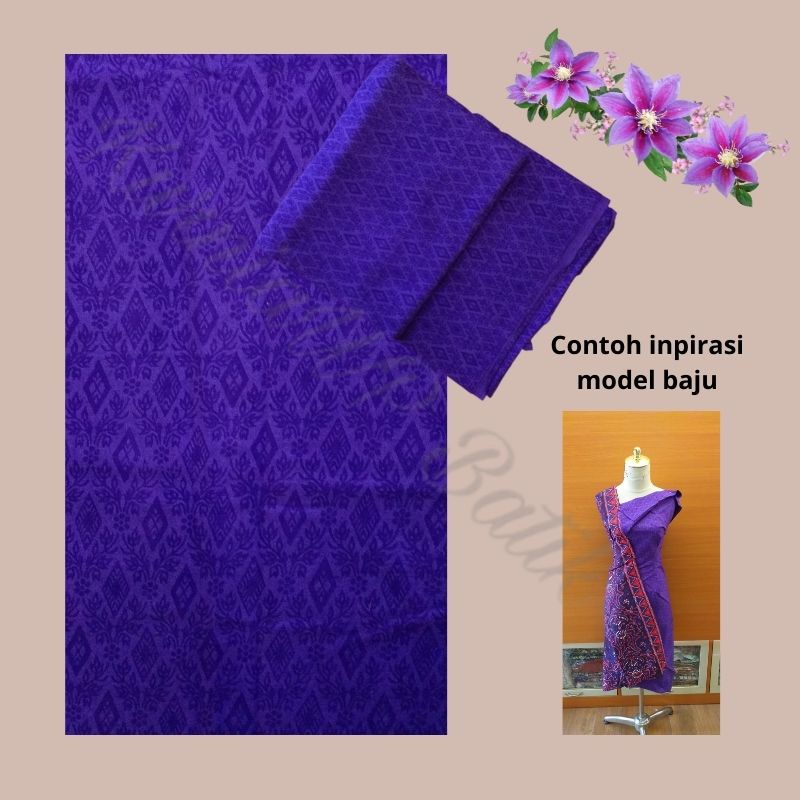 Kain Emboss Warna Ungu Motif Belah Ketupat