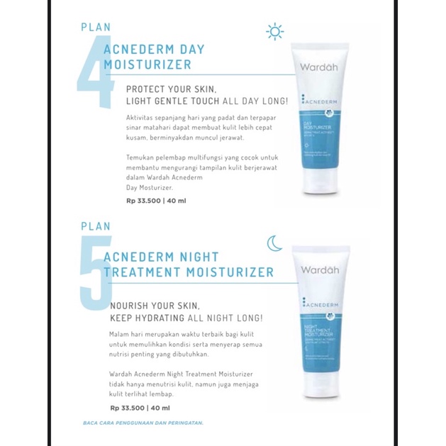wardah acnederm day cream dan night cream