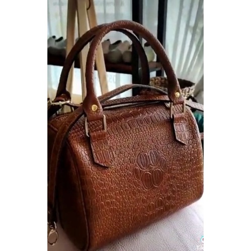 Tas cantik kulit sapi motif perut buaya