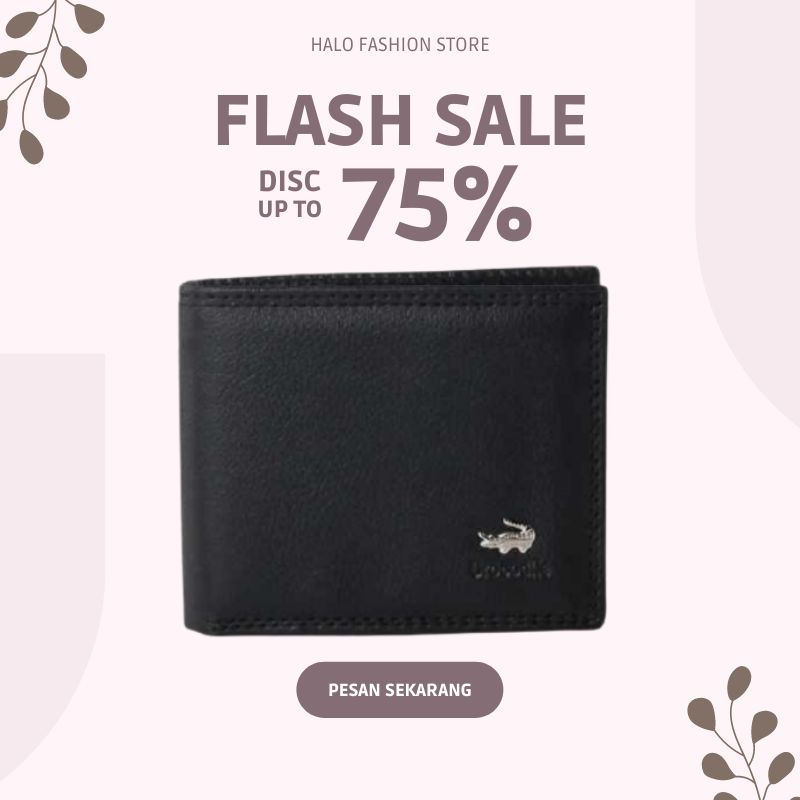 DOMPET PRIA LIPAT PENDEK KULIT SINTETIS ASLI ORIGINAL BRANDED  EKSKLUSIF DOMPET CROCODILE HITAM DAN 