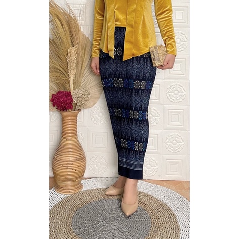 Termurah !! Rok plisket NO WIRU PRODUKSI SENDIRI. ready / rok span / rok plisket / rok batik / rok kondangan-songket biru