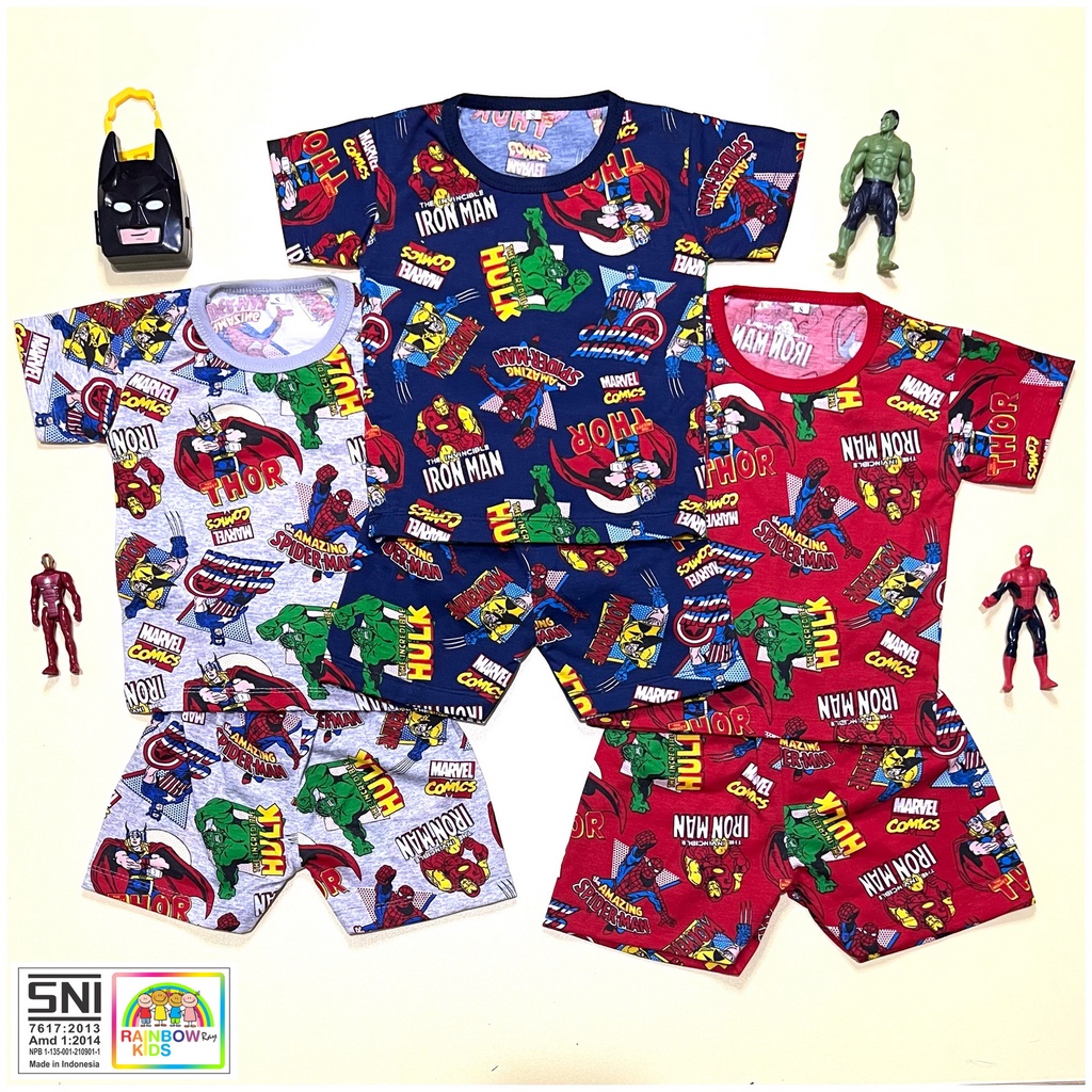 RAINBOW SETELAN / SET BAJU ANAK COWOK 1- 7 TAHUN FULLPRINT Superhero TC &quot;PART 2&quot;