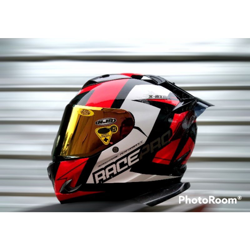 HELM GM FULLFACE RESPRO PAKET GANTENG FLAT VISOR WITH SPOILER