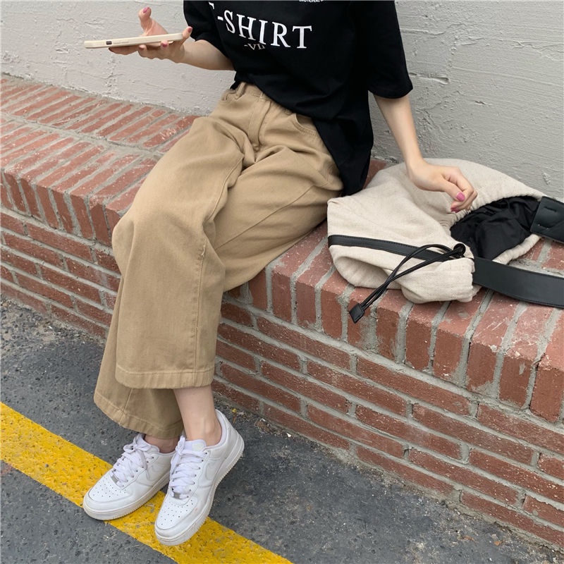 Korean style straight leg  loose khaki jeans