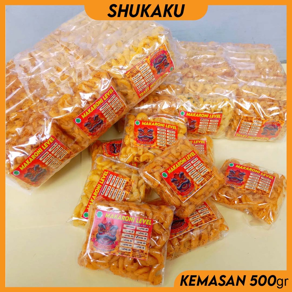 

SHUKAKU Makaroni Level Rasa Pedas Level 08 Kemasan 500gram isi 12pcs