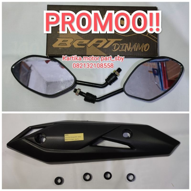 Paket Promo Sepion jalu Beat Cover kenalpot / tutup kenalpot Honda beat 2017-2019 Termurah promosi