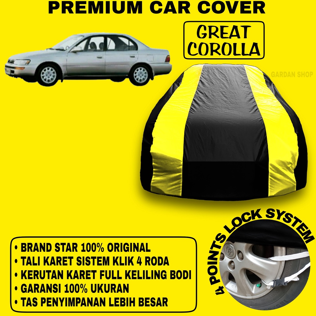 Body Cover GREAT COROLLA Sarung Strip KUNING Penutup Pelindung Bodi Mobil Great Corolla PREMIUM